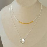 Geometric Layered Necklace with Sculptural Pendant – Mixed Metal
