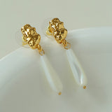 Handmade Water Drop White Mother-of-pearl Earrings