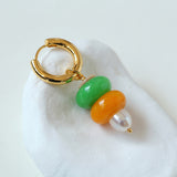Asymmetric Natural Stone and Pearl Earrings