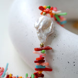 Irregular Multicolor Gemstone Baroque Pearl Necklace