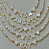 White Mother of Pearl Custom Name Pearl Necklace