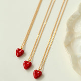 Red Enamel Heart Pendant Necklace