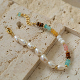 Colorful Natural Stone Pearl Stacked Beads Bracelet
