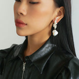 Handwoven Baroque Wrapped Long Pearl Drop Earrings