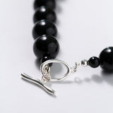 Black Onyx 14mm Beaded OT Buckle Necklace