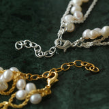 Wrapped Chain Wheat Ear Pearl Necklaces - Gold
