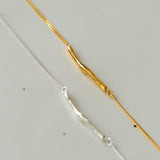 Minimalism Metal Toothpick Chian Necklace - Silver