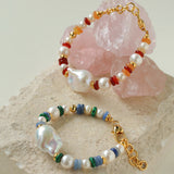 Colorful Beads & Baroque Pearls Twisted Chain Bracelet