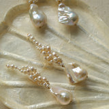 Handwoven Baroque Wrapped Pearl Earrings - Short