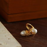 Gilded Bud Pearl Statement Ring