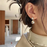 Large and Small Metal Beads Earrings - Sterling Silver