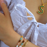 Colorful Natural Stone Pearl Stacked Beads Bracelet