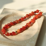 Natural Red Agate Beaded Necklace