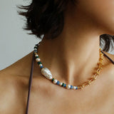 Colorful Beads & Baroque Pearls Twisted Chain Necklace