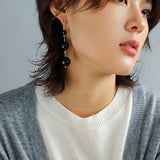 Gradient Black Agate 925 Silver Dangle Earring