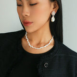 Handwoven Baroque Wrapped Pearl Earrings - Short