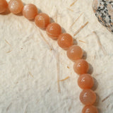 Smooth Round Sunstone Beaded Choker Necklace