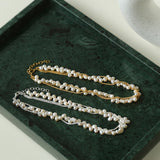 Wrapped Chain Wheat Ear Pearl Necklaces - Silver
