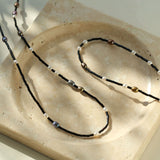 Black Agate Round Tube Freshwater Pearl Long Necklace