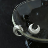 Matte Sterling Silver Series Frosted Moon Bud Simple Stud Earrings