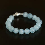 Ocean Serenity Aquamarine Magnetic Clasp Beaded Bracelet