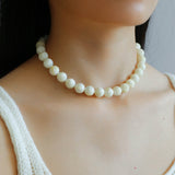 White Mother of Pearls Bead Necklace