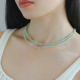 Amazonite and Gold Bean Beaded Necklace