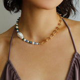 Colorful Beads & Baroque Pearls Twisted Chain Necklace