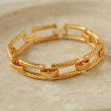 Retro Frosted Square Chain Bracelet - Gold
