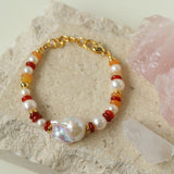 Colorful Beads & Baroque Pearls Twisted Chain Bracelet
