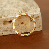 Striped Enamel CZ Stacking Ring - White