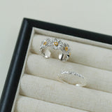 Engraved Sunflower Daisy Adjustable Ring Sets