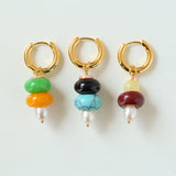 Asymmetric Natural Stone and Pearl Earrings