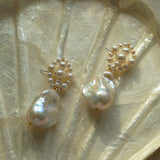 Handwoven Baroque Wrapped Pearl Earrings - Short