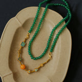Multi-element Green Onyx Long Detachable Necklace