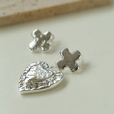 Asymmetrical Heart Cross Pendant Earring