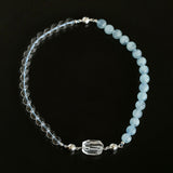 Ocean Serenity Aquamarine & Clear Quartz Magnetic Convertible Beaded Necklace