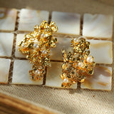 Vintage Asymmetry Flower Pearl Earrings