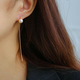 Long Pearl Threader Drop Earrings