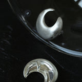 Matte Sterling Silver Series Frosted Moon Bud Simple Stud Earrings