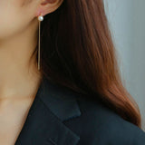 Long Pearl Threader Drop Earrings