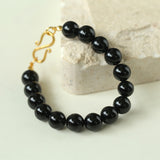 10mm Black Onyx Beaded Figure 8 Buckle Bracelet