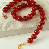 Vintage Red Agate 12mm Round Beaded Necklace