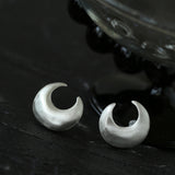 Matte Sterling Silver Series Frosted Moon Bud Simple Stud Earrings