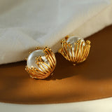 Stamen Artificial Pearls Stud Earrings
