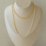 Long Chain Link Mini Freshwater Pearl Necklace Type D