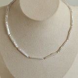 Vintage Artistic Baroque Pearl Silver Bar Necklace