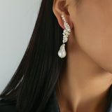 Handwoven Baroque Wrapped Long Pearl Drop Earrings