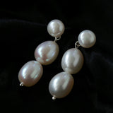 Three Freshwater Pearl Drop Earrings