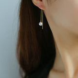 Long Pearl Threader Drop Earrings